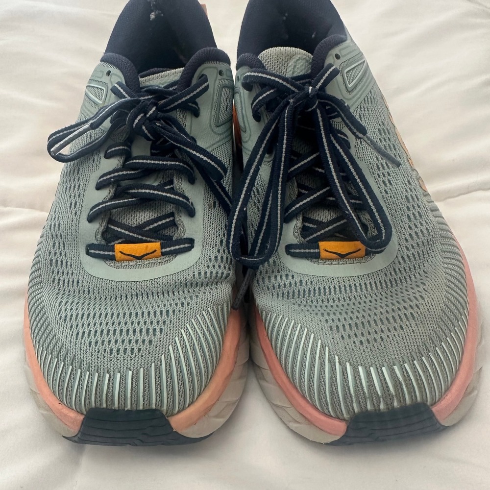Hoka One One Rincon 3 Womens Running Shoes Blue Fog Cantaloupe Orange Pink 6